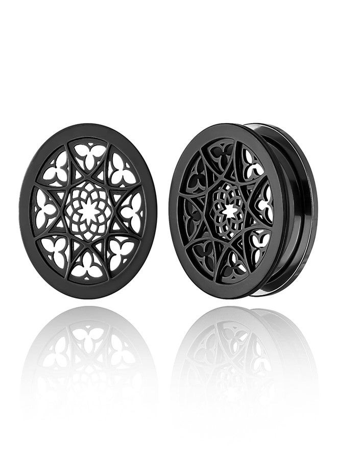 Earblity 2 PCS Black Figure Gauges for Ears, 5/8" 16mm Hypoallergenic 316 Stainless Steel Ear Gauge Plugs for Women Men Comfy Ear Plugs Gauges Body Ear Piercing Jewelry - Image 1